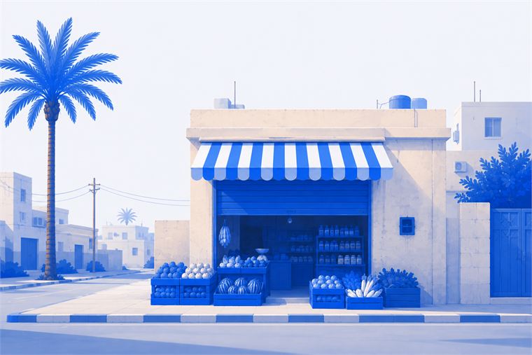 واجهة محل في الحيّ مصوّرة من الشارع