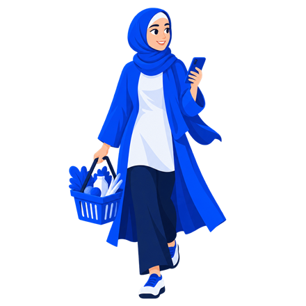 زبونة تتسوق من هاتفها